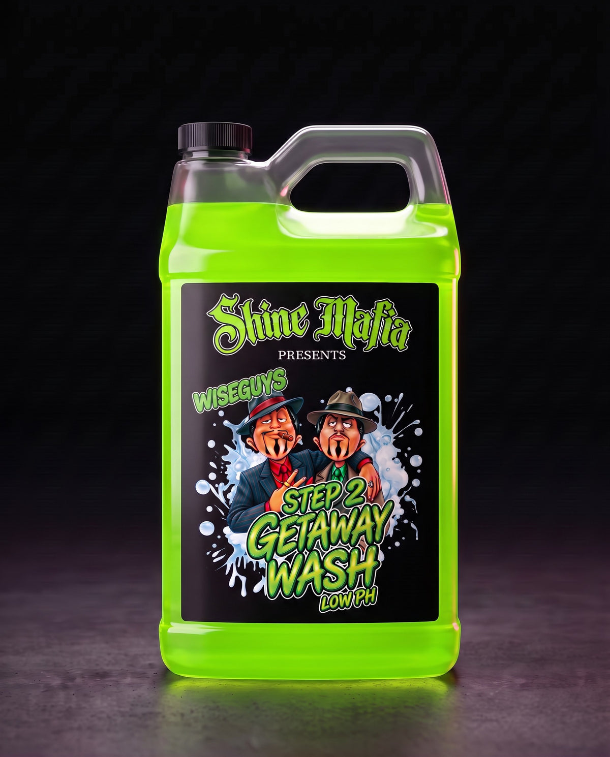 Getaway Wash, Step 2 Gallon: the 1 gallon jug with lime green liquid