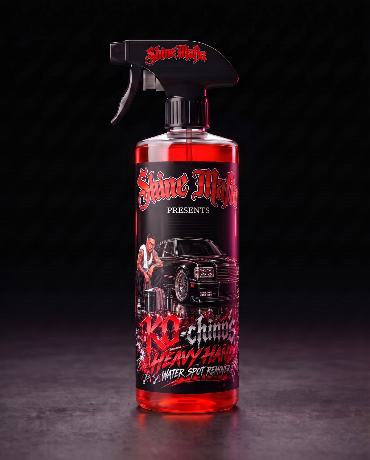 KO-Chino's Heavy Hand in a clear spray bottle with red liquid