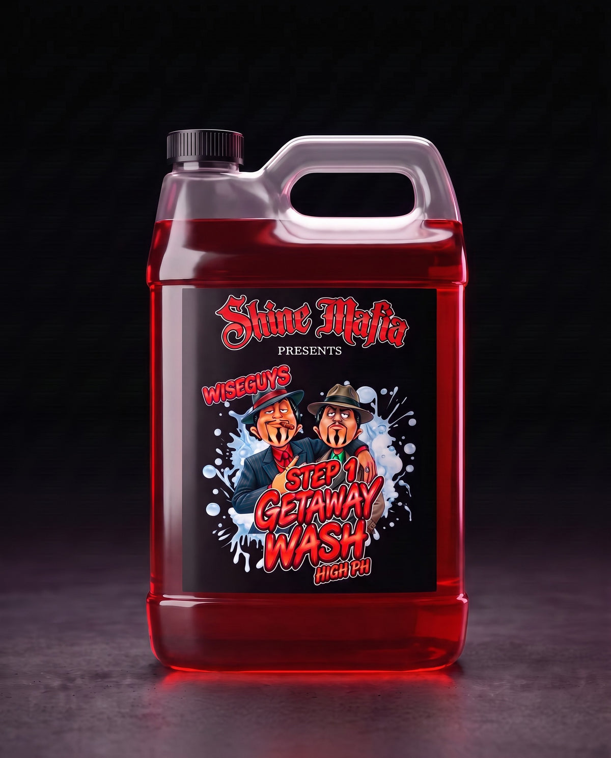 Getaway Wash, Step 1 Gallon: the 1 gallon jug with red liquid