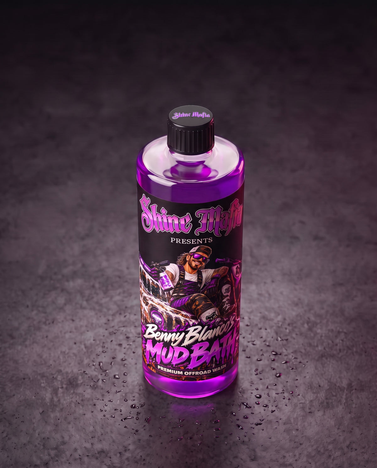 Benny Blanco's Mud Bath, high angle view of the clear bottle