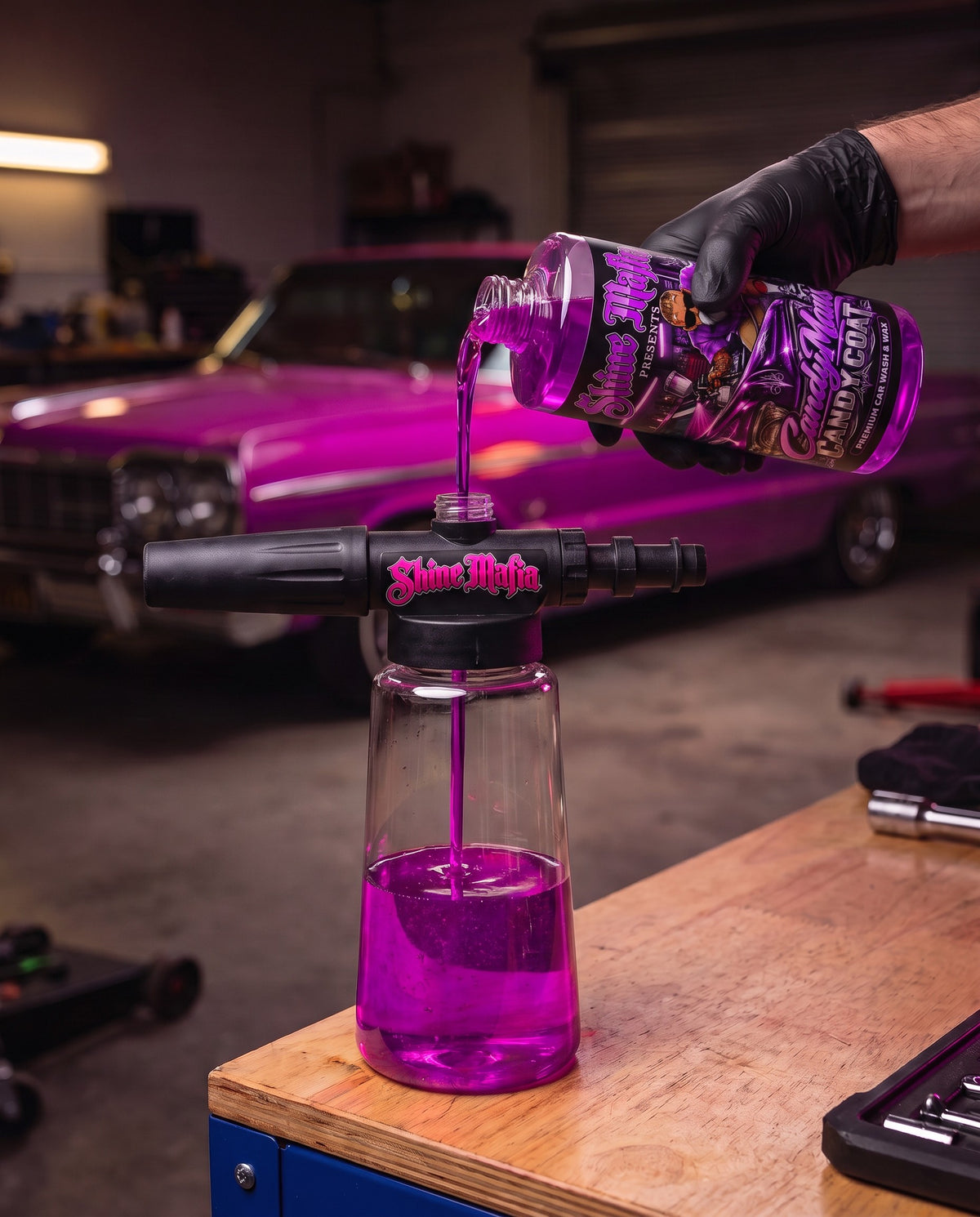 Pouring CandyMan's Candy Coat into a foam cannon