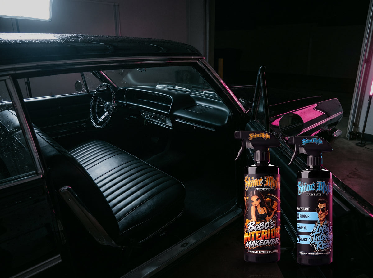Bobo's Interior Makeover and Lefty's Interior Reset at the door of an open lowrider