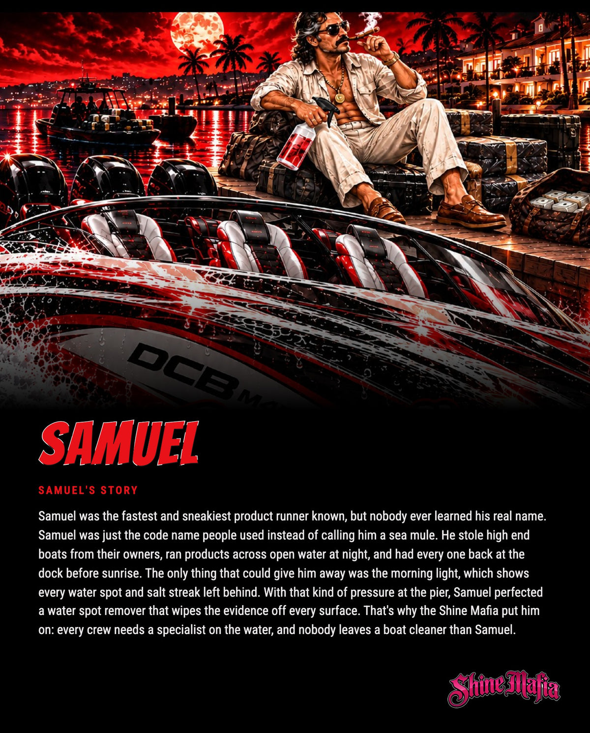 Samuel's story: Samuel was the fastest and sneakiest product runner known, but nobody ever learned his real name.